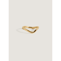 Bague empilable géométrique incurvée en or massif 14 carats réglable, design tendance en grappe, cadeau unisexe pour toutes les occasions