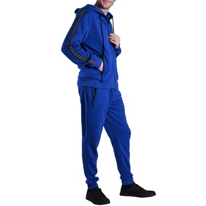 BLIZ SPORTS WEAR Ensemble survêtement homme bleu à capuche et fermeture éclair, pantalon de jogging décontracté automne, écologique, respirant, polyester/coton 2-en-1 - Product Image 3