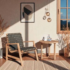 Fauteuil de salon en teck moderne européen, meubles d'extérieur écologiques et durables, canapé de jardin en cuir tressé pour hôtel - Product Image 4