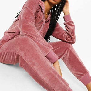 Conjunto Deportivo de Terciopelo para Mujer, Estilo Casual, Diseño Sólido, Dos Piezas, Sudadera con Capucha de Manga Larga, Pantalones Cortos Impermeables para Invierno - Product Image 4