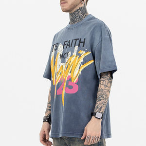 เสื้อยืดผู้ชายหรูหราคุณภาพสูงเสื้อยืดผ้าฝ้ายออกแบบได้เองทรงหลวมลำลองพิมพ์ลายสีพื้นเสื้อยืดเปล่า - Product Image 3