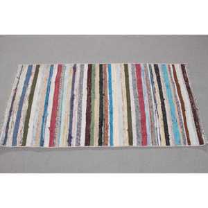 Alfombra Turca Vintage Pequeña de 2x3,9 pies (62x118 cm), Alfombra Kilim Azul Ombré - Product Image 3