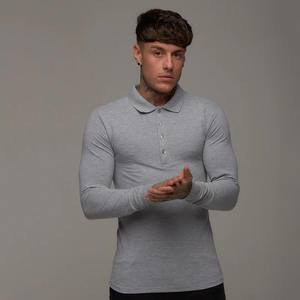 Gran demanda logotipo personalizado Golf clásico gris manga larga Polo camiseta algodón transpirable gimnasio deportes y ropa informal hombres Polo camisetas - Product Image 5