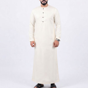 Comfortable Cotton Arabic <b>Thobe</b> <b>Men</b> Traditional Long Kurta Soft Flowing Design Full Sleeve Ankle Length Crew Neck Lightweight - Product Image 1
