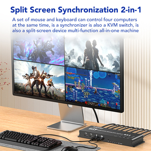 สวิตช์ KVM <span class=keywords><strong>HDMI</strong></span> แบบ 4 เข้า 1 ออก 4K รองรับการแสดงผลแบบ Seamless Quad Screen หลายจอภาพแบบเรียลไทม์, แชร์เมาส์และคีย์บอร์ดสำหรับจอภาพ - Product Image 5