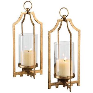 Bougeoir votif en métal décoratif pour mariage et maison Bougeoir en métal fini doré de style moderne avec verre - Product Image 1