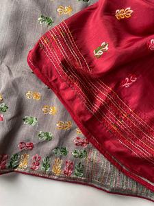 Tussar de yute atractivo con fabricante y proveedor de Sari bordado de Cachemira de Surat a precio mayorista - Product Image 5