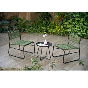 ชุดบิสโทรเครื่องจักสานสีเขียวเฟอร์นิเจอร์กลางแจ้งสีเขียวสำหรับห้องนั่งเล่นสวนโรงแรมอพาร์ทเมนท์ - Product Image 1