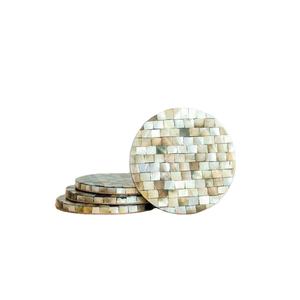 Sous-verre nacre craquelée incrustation d'os sous-verre de service incrustation nacre faite à la main sous-verre servant - Product Image 1