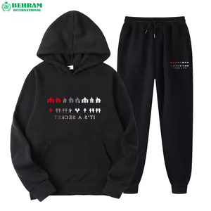 Behram International Top Premium Customized 2-Piece Unisex 100% Cotton Heavyweight Breathable Winter Hooded Drawstring <b>Tracksuit</b> - Product Image 6