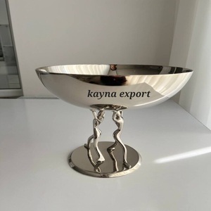 Bol de service de fête moderne de luxe en acier inoxydable avec un design de branche brune naturelle et une fleur dorée, écologique - Product Image 4