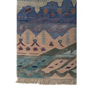 Tapis de luxe Manchaha vert noué à la main en laine, soie de bambou et jute, motif floral, style moderne, lavable pour adolescents - Les-2857 - Product Image 4