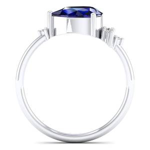 แหวนเพชรโมอิสซาไนต์ทองคำแท้ 14K ดีไซน์พิเศษจาก REYES ปรับแต่งได้ พร้อมพลอยไพลินสีน้ำเงิน เครื่องประดับชั้นดีสำหรับผู้หญิง - Product Image 4