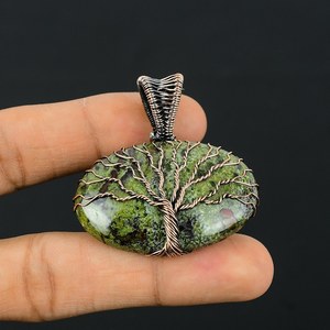 Natural Dragon Blood Jasper Life Of Tree Wire Wrap Cobre Trabajo Diseñador único Amante de la naturaleza Colgante Collar Todos Los tamaños disponibles - Product Image 5
