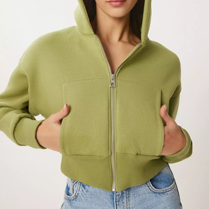 Sudadera Corta de Manga Larga de Algodón al por Mayor, con Logotipo Personalizado, Estilo Urbano de Alta Calidad, Sudadera con Capucha Corta para Mujer - Product Image 6