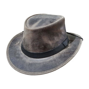 Sombrero Outback Bush de cuero loco marrón Estilo Vintage personalizado cuero de vaquero occidental genuino de alta calidad para ropa informal - Product Image 4
