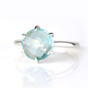 18K Gold Vermeil 8mm briolette gemstone PRONG set birstone Ring 925 Sterling Rose Gold Plated Silver RING - Product Image 5