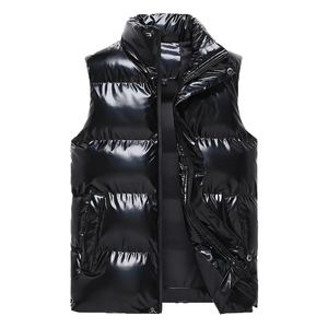 wholesale custom New Winter <b>Black</b> High Quality Men Puffer <b>Vest</b> Custom Logo Warm <b>Vest</b> Jacket for Men - Product Image 1