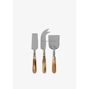Ensembles de fromage en métal rose doré au design élégant avec poignée en résine verte pour la table à manger à la maison ensemble d'épandeurs de beurre de fromage - Product Image 6