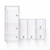 Boîte de rangement de bureau en acrylique transparent personnalisée avec compartiments pour cosmétiques et papeterie