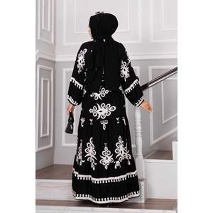 Robe Hijab en Viscose à Motifs Rivière Noir - Product Image 5