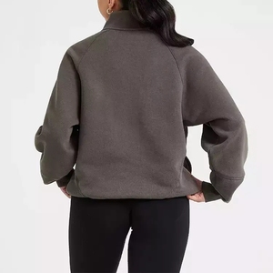 Sweat-shirt décontracté pour femme, manches longues, en coton pur de haute qualité, couleur unie, ample, poids lourd pour l'hiver - Product Image 4