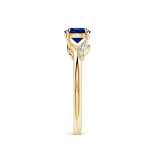 Anillo de Compromiso de Oro Sólido de 14K con Zafiro Azul de Corte Redondo de 6MM y 1 Quilate con Detalles de Diamantes Naturales Certificados de Varias Formas, Joyería Fina - Product Image 4