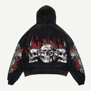 Sudadera con capucha de gran tamaño lavada con ácido de peso pesado Vintage de algodón 100% personalizada para hombre, ropa de calle para invierno, teñido liso - Product Image 2
