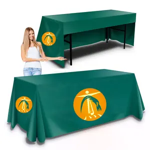 6ft Table Cover 3 Sided Open Back Branded Logo Customizable Table Banner For Exhibition