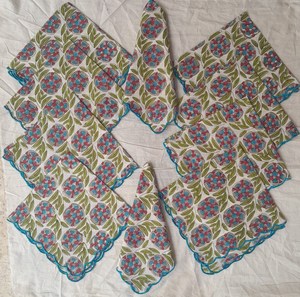 Serviette festonnée antique avec bloc à main imprimé forme carrée décor de Table à manger pour mariage hôtel Restaurant & House Party - Product Image 5