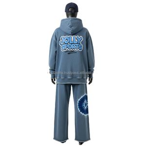 Conjunto Deportivo Premium para Mujer, Estilo Denim, Algodón, Poliéster, Felpa, 320 GSM, Sudadera con Capucha Azul Suave, Pantalones, Logotipo Personalizado, Tallas Grandes - Product Image 2