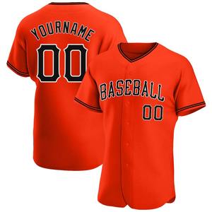 Meilleures ventes Vêtements d'équipe personnalisés Maillot de baseball authentique noir-blanc orange - Product Image 1