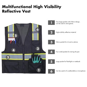 Gilet utilitaire réfléchissant de sécurité de haute qualité en usine en Chine gilet de sécurité pour femmes - Product Image 2