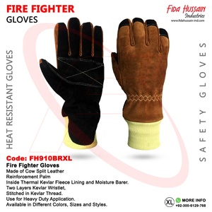 2025 vente chaude vache fendu cuir pompier gants de sécurité Protection maximale avec barrière anti-humidité renfort paume - Product Image 6