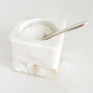 Premium Quality Marble <b>Salt</b> and <b>Pepper</b> Bowl <b>Set</b> Custom Size Kitchenware with Wood Container for Sugar Storage - Product Image 2