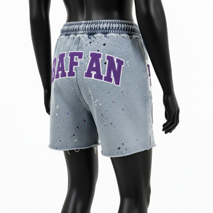 Shorts en molleton de coton gris délavé 320 GSM de qualité supérieure, tissu doux avec logo personnalisé imprimé en sérigraphie, shorts pour femmes - Product Image 4