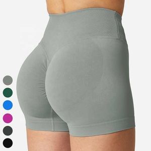 Conjunto de pantalones cortos de Yoga para deportes informales para mujer, conjunto de Yoga con estampado de cintura alta para secado de verano, conjunto de pantalones cortos sólidos - Product Image 1