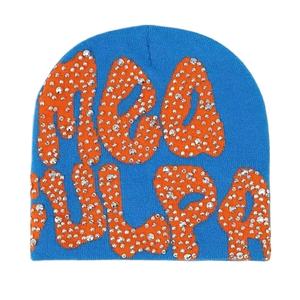 2025 DIY Bling Rhinestone invierno cálido calavera gorra pulóver sombrero Y2K letra gráfica hombres mujeres Beanie sombreros de punto diseñador - Product Image 4