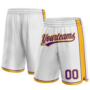 Industrie Direct Engro Sportswear Short de basket-ball personnalisé blanc violet-or authentique Short de basket-ball - Product Image 1