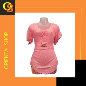 Haut personnalisé OEM avec un motif uni au design unique, à manches courtes et à col rond, haut pour femmes à vendre par les exportateurs - Product Image 3