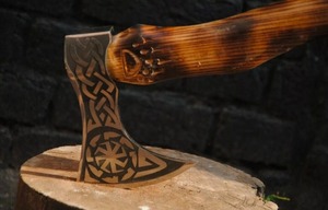 Wholesale High Carbon Steel Viking <b>Axe</b> Head Handmade Hatchets with Wood <b>Handle</b> Outdoor Camping DIY Grade - Product Image 5