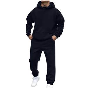 Conjunto de dos piezas de otoño e invierno para hombre, Sudadera con capucha de Color sólido, pantalones para correr, ropa deportiva informal estampada a la moda para exteriores, chándal para hombre - Product Image 4