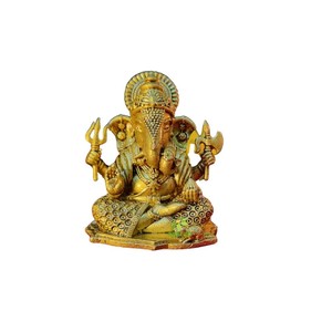 พระพิฆเนศทองเหลืองแท้บริสุทธิ์สำหรับเทศกาลฮินดูความกลมกลืนทางจิตวิญญาณและการใช้ชีวิตที่รุ่งเรือง - Product Image 2