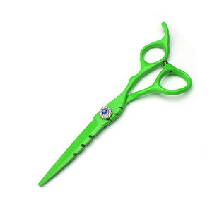 Tijeras de peluquero profesional Acero inoxidable recubierto de Color verde Tijeras de salón de belleza de 6,5 pulgadas con reposapiés - Product Image 2