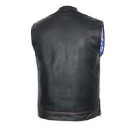 Mens SOA Club Motorcycle Rider Vest Quilted Pattern YKK Original Zippers Best for Patches Top Quality Cow Hide Thick Leather
