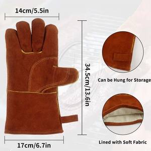 ถุงมือเชื่อมถุงมือหนังจากปากีสถานทนทานป้องกันน้ำร้อนลวก - Product Image 5