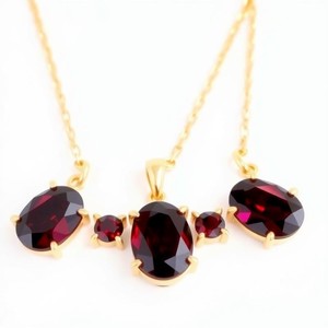 2025 New Arrival: Best-Selling Indian Garnet Gemstone Necklace with 925 Sterling <b>Silver</b> and 18K Gold Plating - Product Image 6