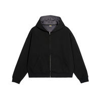 Sweat à capuche réversible double couche personnalisé, doublure en flanelle à carreaux, fermeture éclair, coton épais, streetwear, veste réversible à fermeture éclair