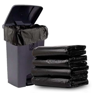 Offre Spéciale sacs poubelle de cuisine hauts et solides poignée de gilet à gousset latéral noir recyclable marque de récolte HDPE/LDPE AAB pour hôtel ménage - Product Image 1
