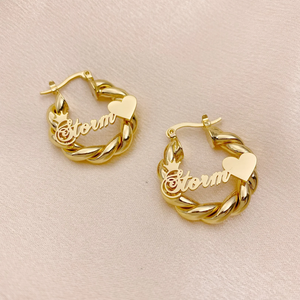 <span class=keywords><strong>Orecchini</strong></span> a Cerchio Personalizzati con Nome e Lettera a Cuore, in Acciaio Inossidabile Placcato Oro, <span class=keywords><strong>Mini</strong></span> <span class=keywords><strong>Orecchini</strong></span> a Cerchio con Nome per Bambini - Product Image 5